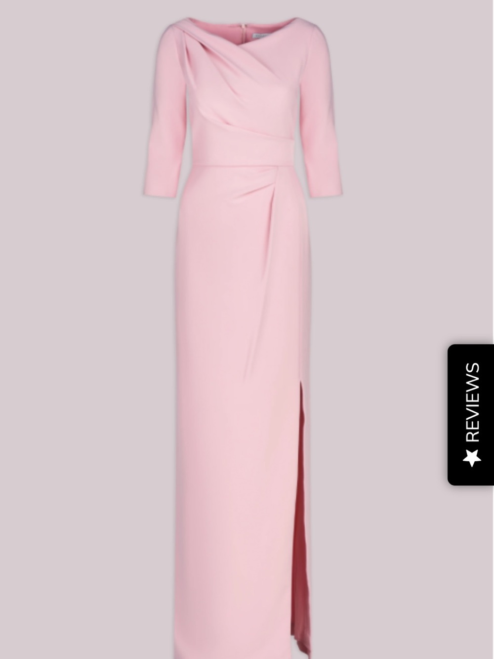 Kay Unger Blush Pink Draped Long Sleeve Dress